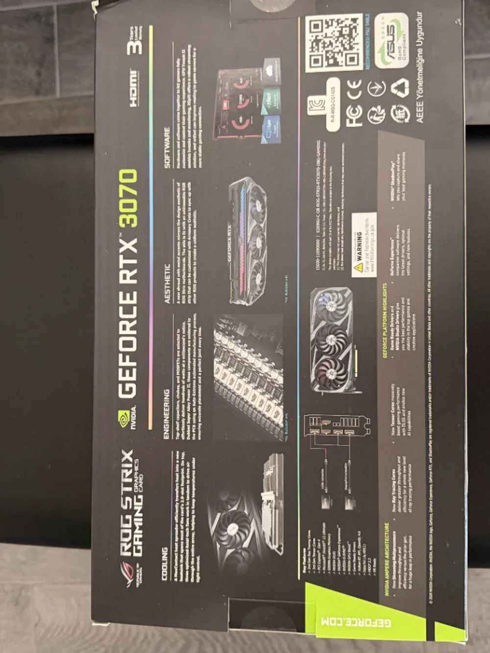 ASUS ROG STRIX GeForce RTX 3070 OC 8GB GDDR6 HDMI/DP Multi-Monitor graphics card